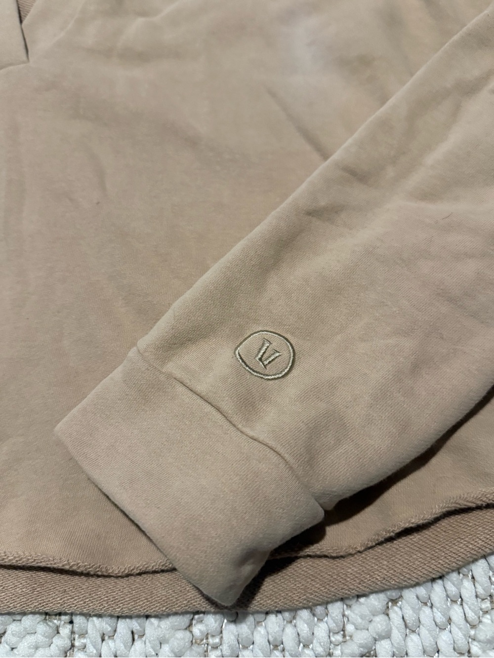 Vuori Sedona Polo Cropped Taupe Beige Relaxed Collared Pullover Sweatshirt M - Picture 7 of 8